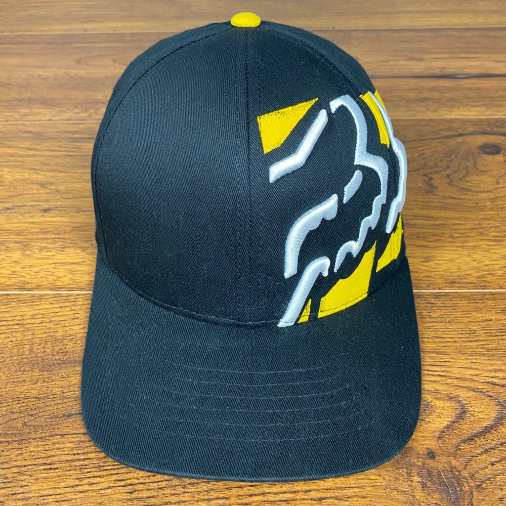 Fox Racing Its There Flexfit Hat Black Yellow White Logo Cap 02236-001 Mens SM